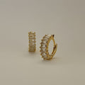 Liya Rectangle Stones Huggies- Gold